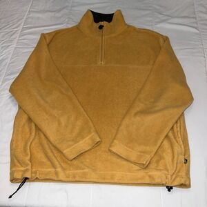 St Johns Bay Men's 1/4 Zip Plush  Pullover Fleece Sweater Yellow Size L